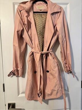 Michael Kors Dusty Rose Trench Coat with Self-Tie Waist